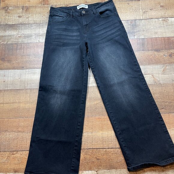 GOGO Black/Gray Wide Leg Jeans size 7/28 - Picture 2 of 5